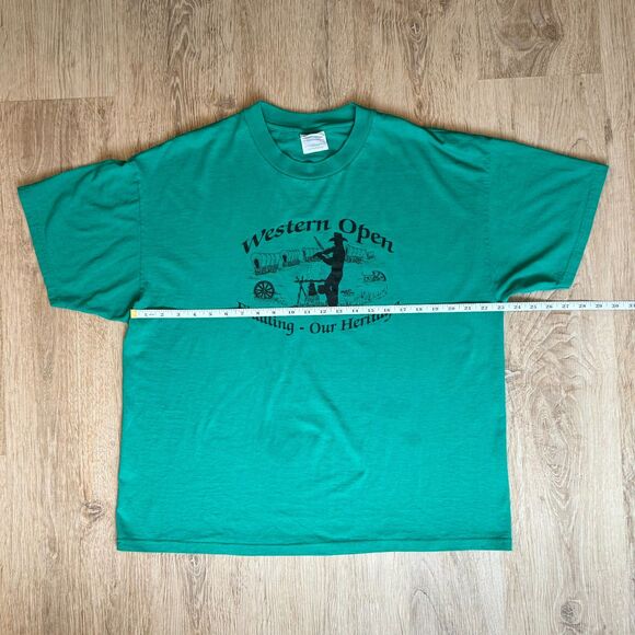 Mad Enterprises Graphic T-Shirt Western Open Green XL USA Vintage Magazine Tee - Picture 5 of 6